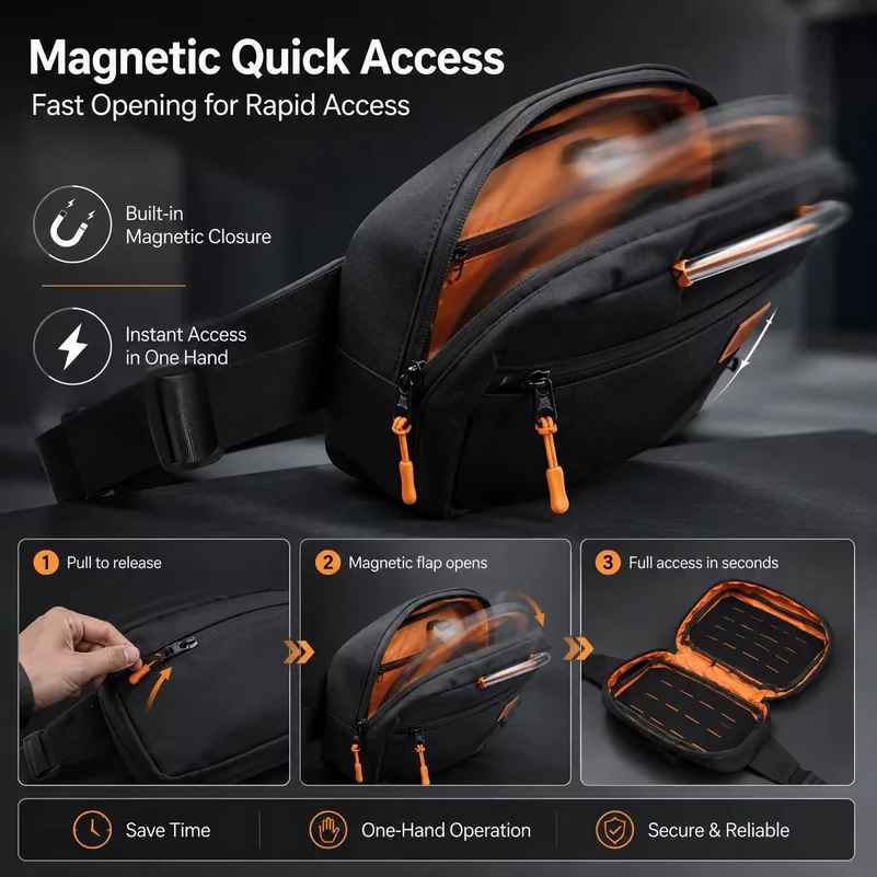 Magnetic Quick Draw – taktyczn – Edc Concealed Carry Sling Bag recenzja i cena